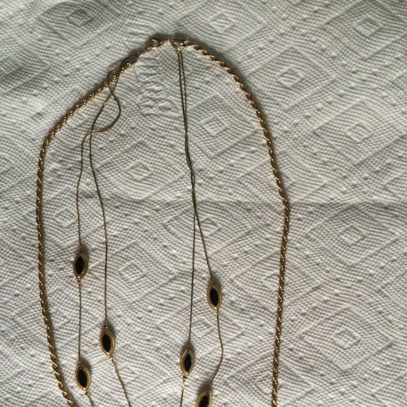 women's long necklace 3 strands gold-tone metal 24" - Picture 2 of 3